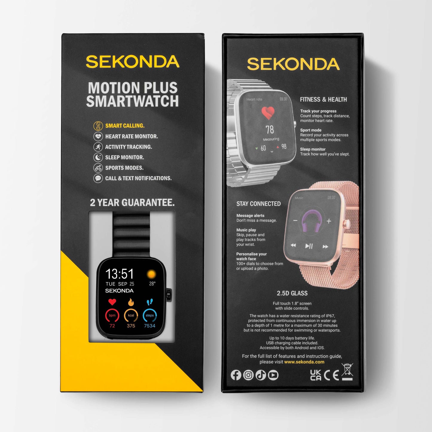 Sekonda Motion Plus Smart Watch | Black Alloy Case & Stainless Steel Bracelet