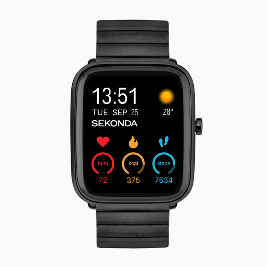 Sekonda Motion Plus Smart Watch | Black Alloy Case & Stainless Steel Bracelet