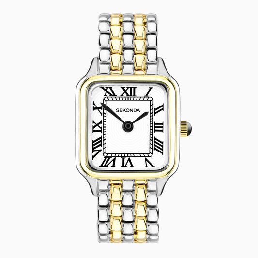 Sekonda Monica Maxi Ladies Watch | Two Tone Large Alloy Case & Bracelet with White Dial