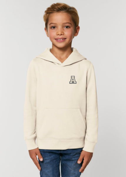 Initial Organic Cotton Unisex Kids Hoodie In Natural Raw