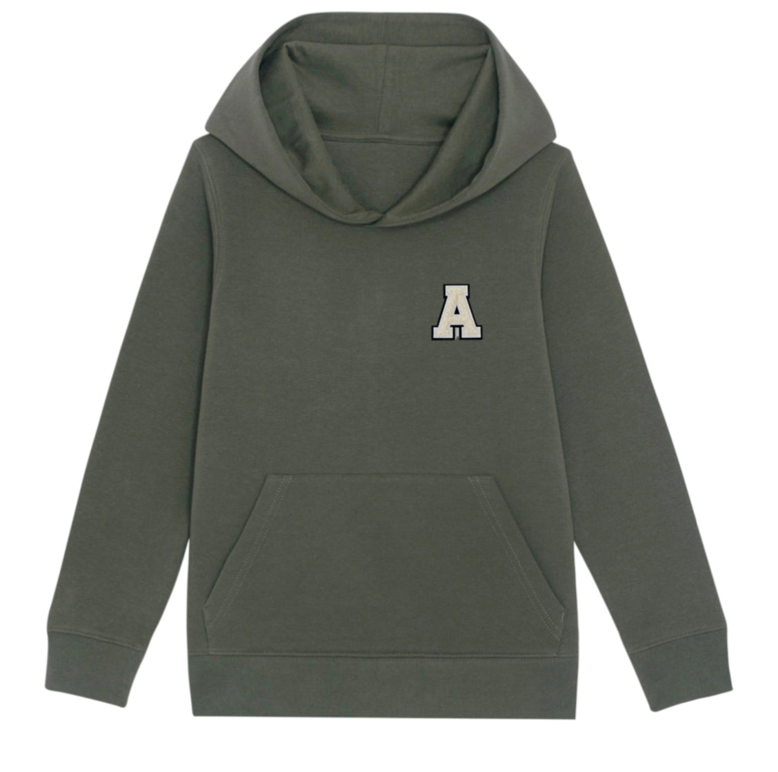 Initial Organic Cotton Unisex Kids Hoodie In Khaki