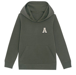 Initial Organic Cotton Unisex Kids Hoodie In Khaki