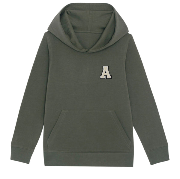 Initial Organic Cotton Unisex Kids Hoodie In Khaki