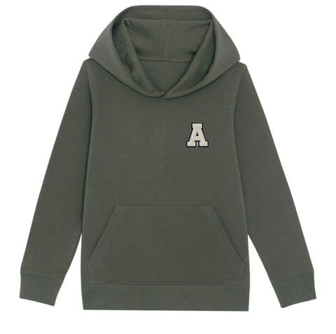 Initial Organic Cotton Unisex Kids Hoodie In Khaki