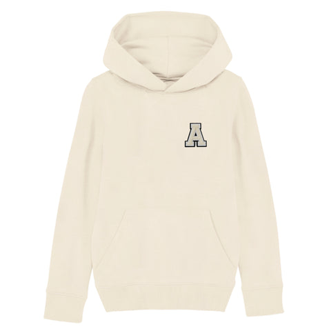 Initial Organic Cotton Unisex Kids Hoodie In Natural Raw