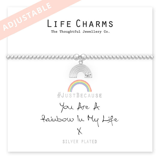 Life Charms adjustable 'you are my rainbow' silver plated bracelet.