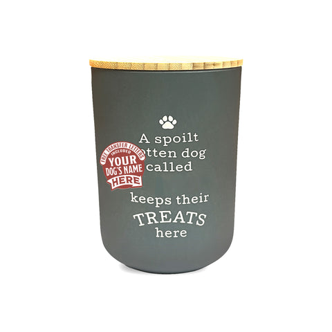 Dog Treat Jar Grey - Personalise Yourself