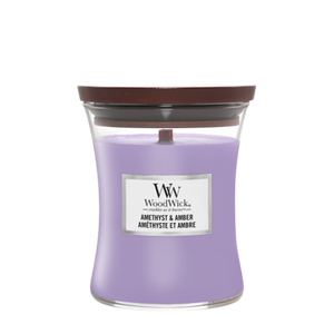 Woodwick - Medium Hourglass candle - Amethyst and Amber