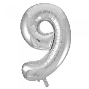 Number Balloon Silver - 9