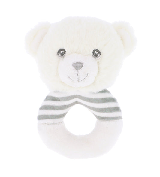 Keeleco Baby - White And Grey Bear Ring rattle
