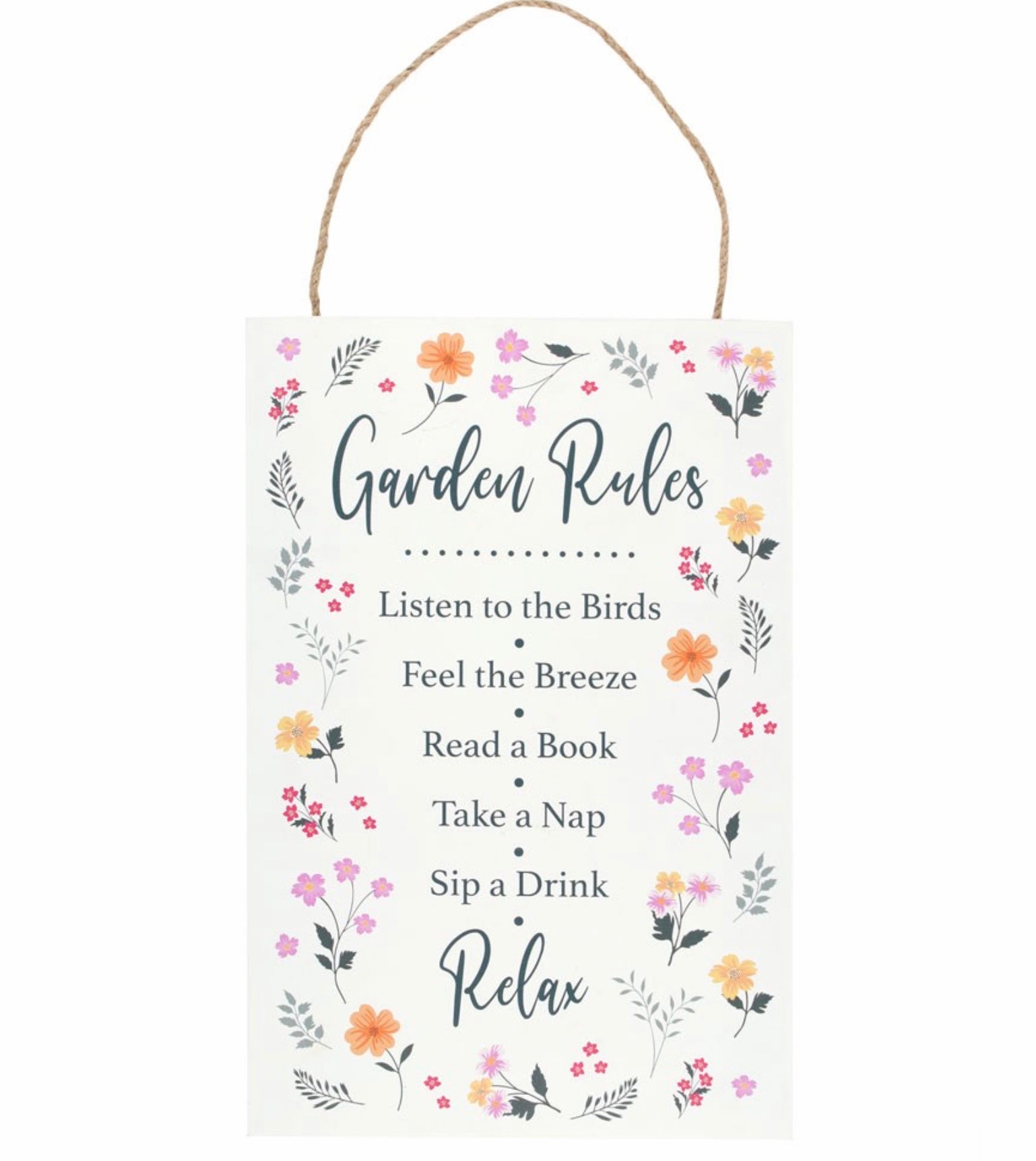Garden Rules Hanging Sign