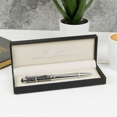 Stratton Ball Point Pen - Silver Etched Design