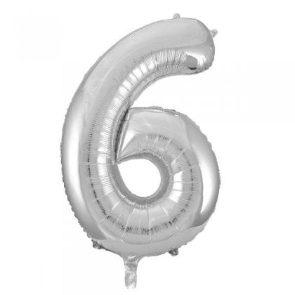 Number Balloon Silver - 6