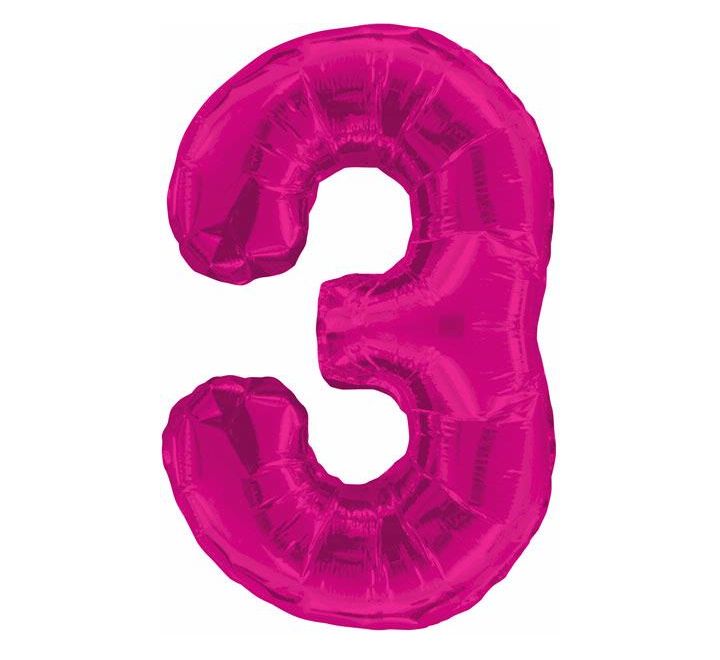 Number Balloon Pink - 3
