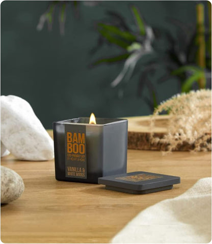 Vanilla & White Woods  Bamboo Small Jar Candle