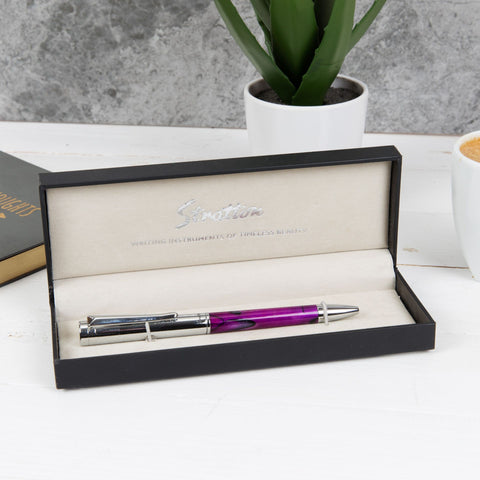 Stratton Ball Point Pen - Purple Cloud Design