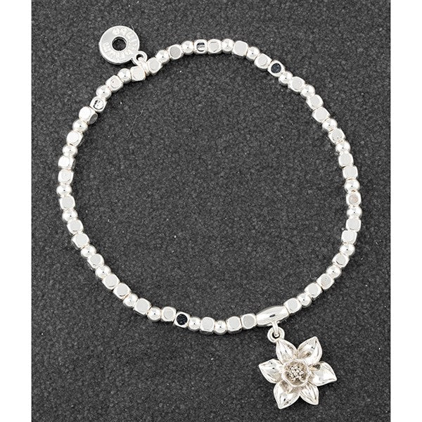 Equilibrium - Botanical Silver Plated Narcissus Bracelet