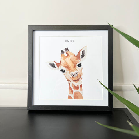 Framed Giraffe Print Black