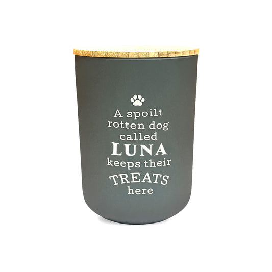 Dog Treat Jar Grey - Luna