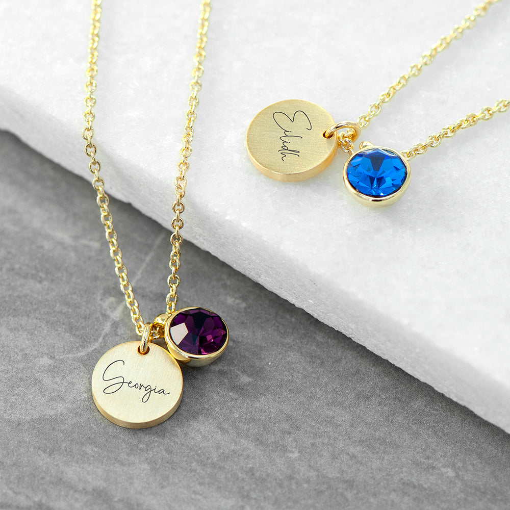 Personalised Gold Birthstone Crystal & Disk