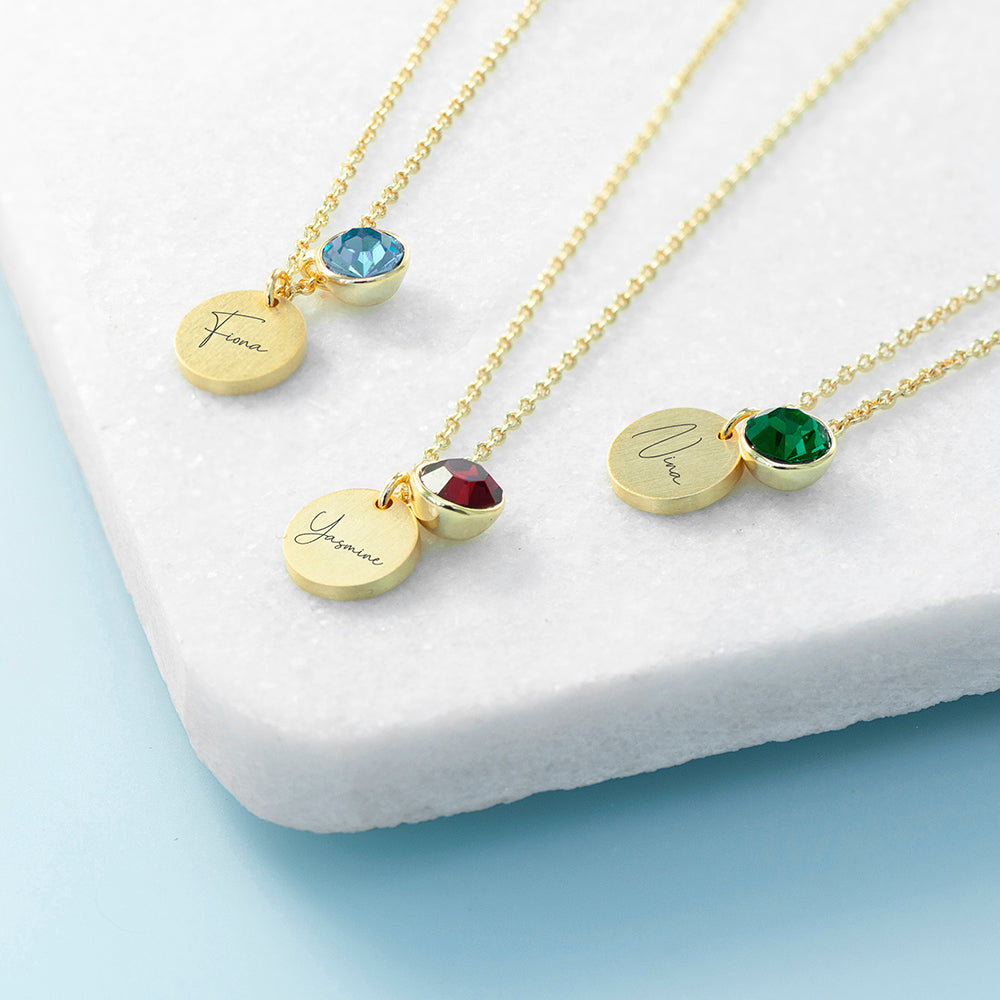 Personalised Gold Birthstone Crystal & Disk