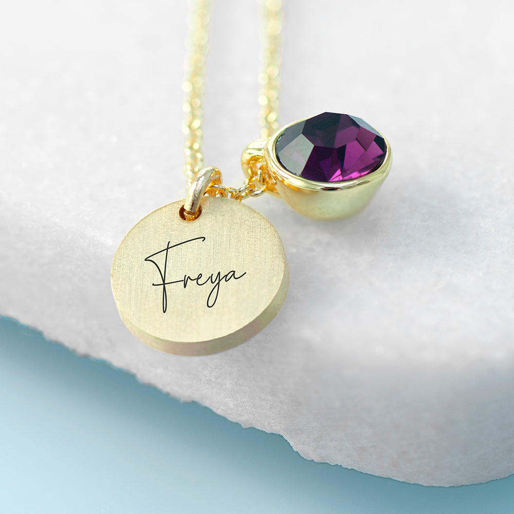 Personalised Gold Birthstone Crystal & Disk